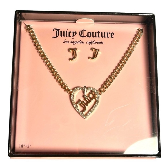 Juicy Couture Jewelry - Juicy Couture Gold Necklace & Earrings Set NEW in Box!